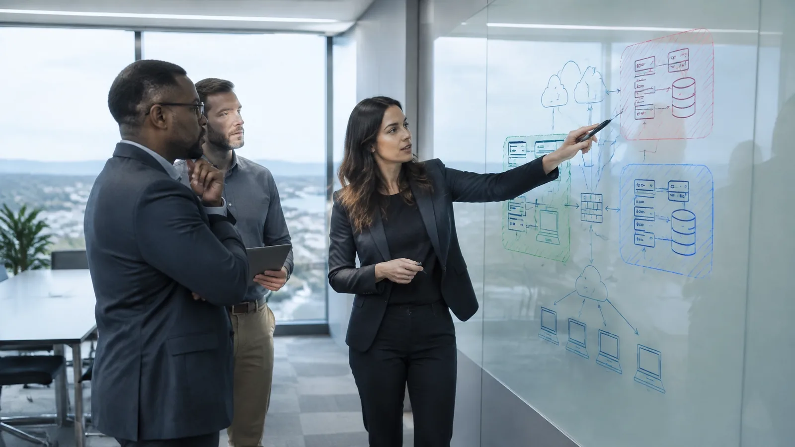 Consultants mapping CUI data flows and identifying an in-scope environment